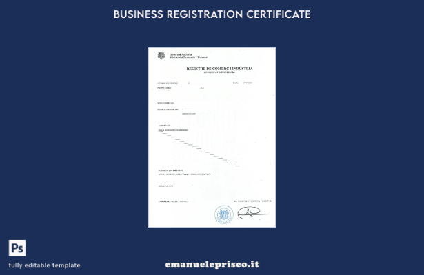 modello di registrazione commerciale e industriale di Andorra in stile verificat